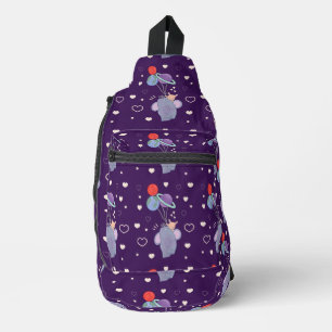 Elephant and Bunny Space Balloon Ride   Whimsical  Sling Bag