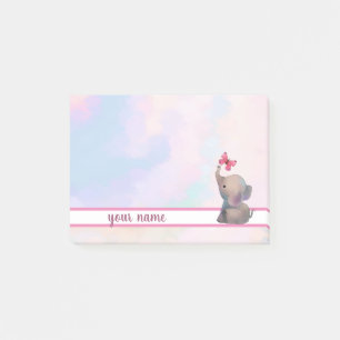 Elephant and butterfly post-it adhesive label notes