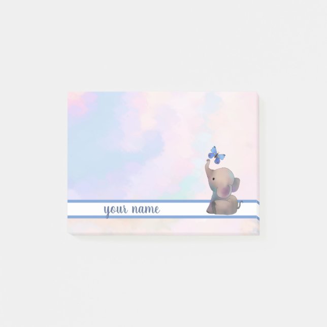 Elephant and butterfly post-it adhesive label post-it notes (Front)