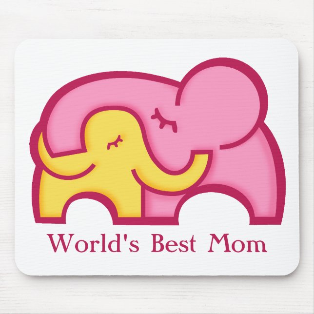 Elephant and calf world's best mom mouse pad (Front)