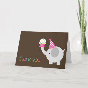 Elephant and Cupcake Thank You Cards