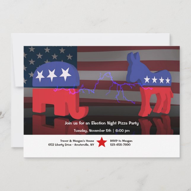 Elephant and Donkey Election Invitations (Front)