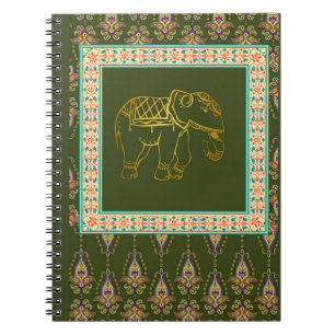 elephant and floral pattern notebook