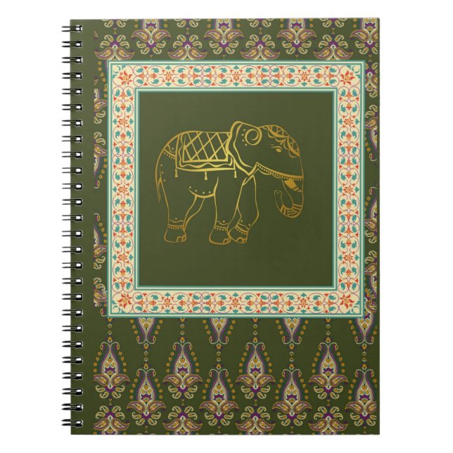 elephant and floral pattern notebook (Front)