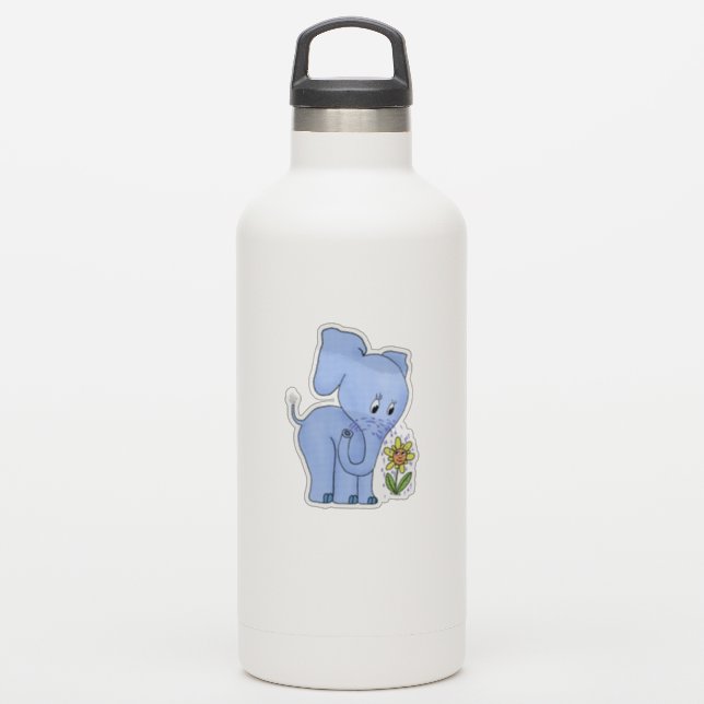 Elephant and flower sticker (Waterbottle)