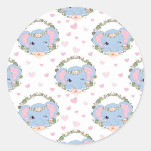 Elephant And Flower Tattoo Classic Round Sticker