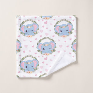 Elephant And Flower Tattoo Wash Cloth