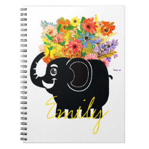 Elephant and flowers notebook