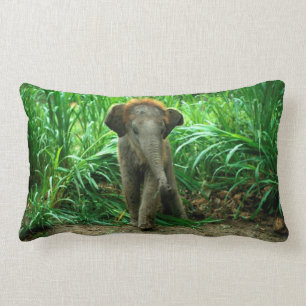 Elephant and Grass Lumbar Pillow