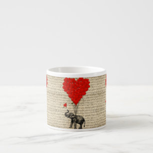 Elephant and heart shaped balloons espresso cup