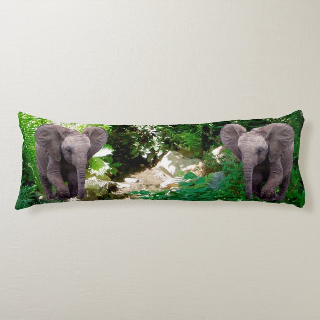 Elephant and Jungle Body Pillow (Front)