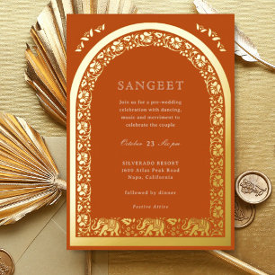 Elephant and Lotus Flower Indian Sangeet Gold
