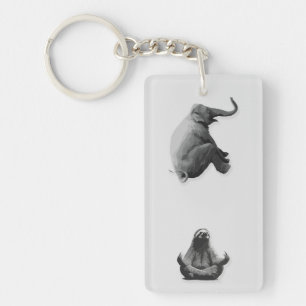 Elephant and Meditating Sloth Harmony Keychain