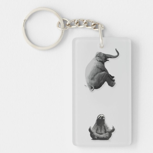 Elephant and Meditating Sloth Harmony Keychain (Front)