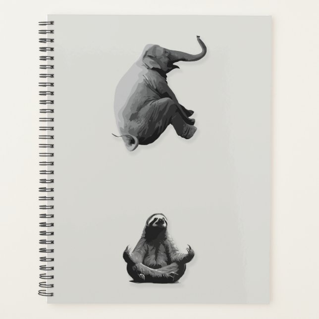 Elephant and Meditating Sloth Harmony Planner (Front)