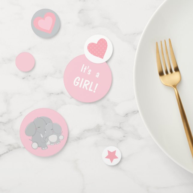 Elephant and Mom Girl Baby Shower Confetti (Group)