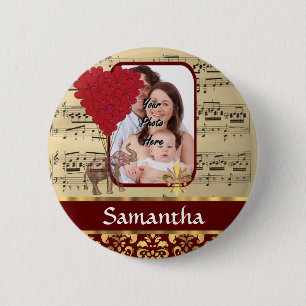 Elephant and music sheet 2 inch round button