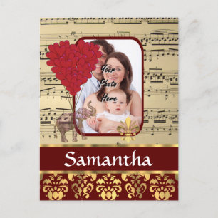 Elephant and music sheet postcard