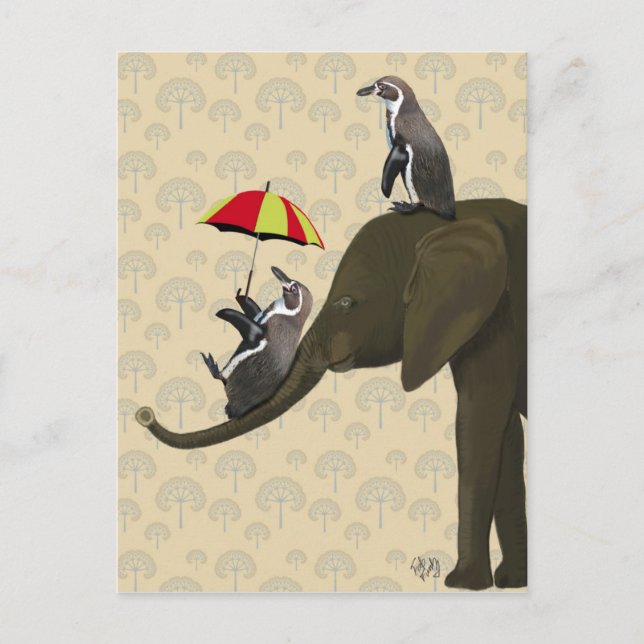 Elephant and Penguins Postcard (Front)
