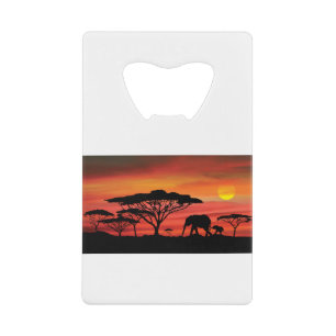 eLEPHANT AND Serengeti Sunset Credit Card Bottle Opener