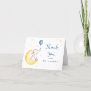 Elephant and Stars Baby Shower Thank You Card