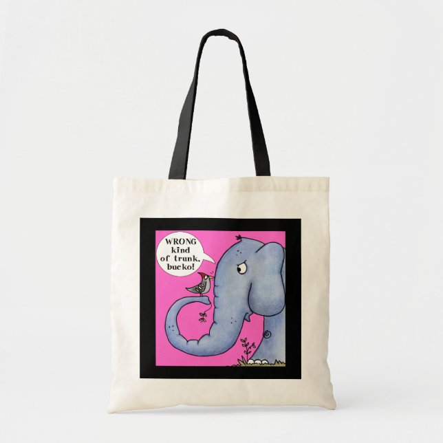 Elephant and Woodpecker Misunderstanding Tote Bag (Front)
