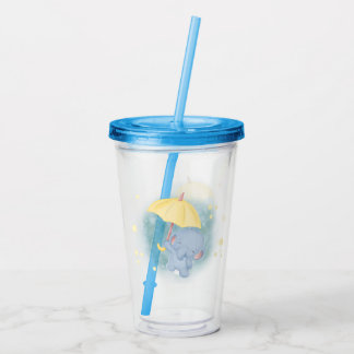Elephant and Yellow Umbrella Acrylic Tumbler