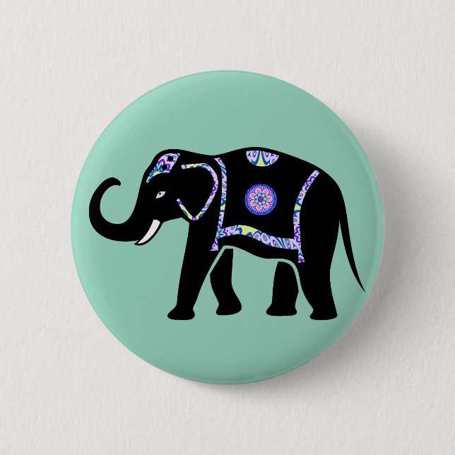 Elephant Animal Abstract Decorative Patterns 2 Inch Round Button (Front)