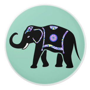 Elephant Animal Abstract Decorative Patterns Ceramic Knob
