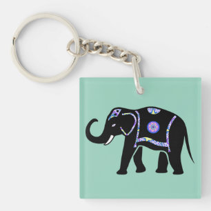 Elephant Animal Abstract Decorative Patterns Keychain