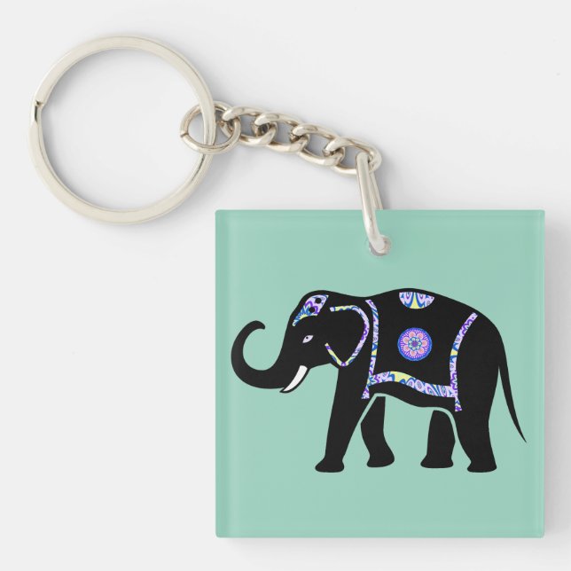 Elephant Animal Abstract Decorative Patterns Keychain (Front)
