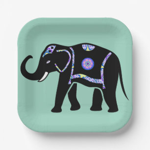 Elephant Animal Abstract Decorative Patterns Paper Plate