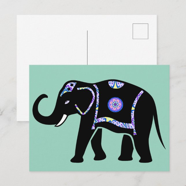 Elephant Animal Abstract Decorative Patterns Postcard (Front/Back)