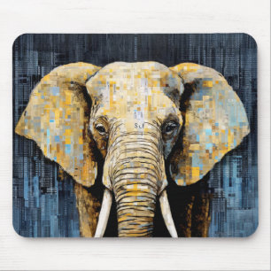 Elephant Animal Art Decor Paint Mosaic  Mouse Pad