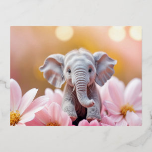Elephant Animal Fun Fantastic Surreal Wildlife Foil Holiday Postcard