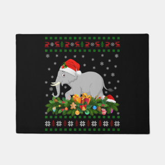 elephant animal lover santa hat ugly elephant chri doormat
