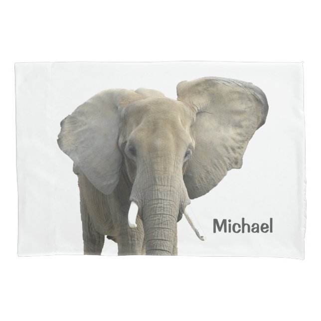 Elephant Animal Personalized Name Pillowcase (Front)