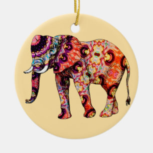 Elephant Animal Traditional Chinese Patterns  Ceramic Ornament