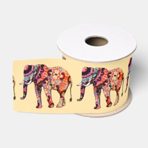 Elephant Animal Traditional Chinese Patterns Grosgrain Ribbon