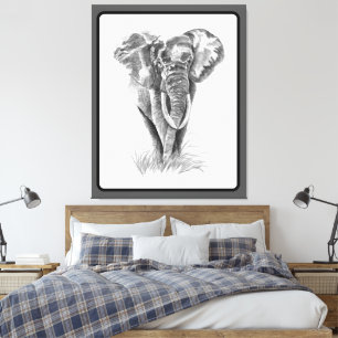 Elephant Animal Watercolor Painting Wildlife Art Canvas Print
