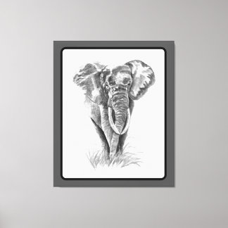 Elephant Animal Watercolor Painting Wildlife Art Canvas Print