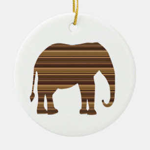 ELEPHANT animal wild pet Gold Stripe Brown NVN286 Ceramic Ornament
