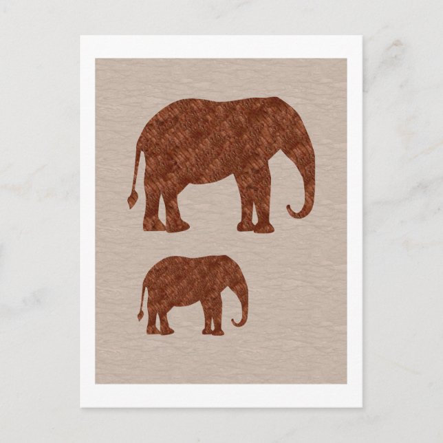 ELEPHANT : ArtWork on Copper Sheet Postcard (Front)