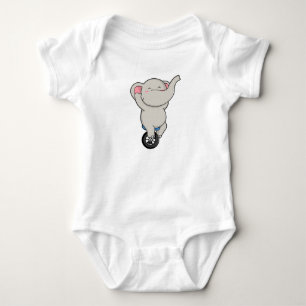 Elephant as Artist at Circus with Tires Baby Bodysuit
