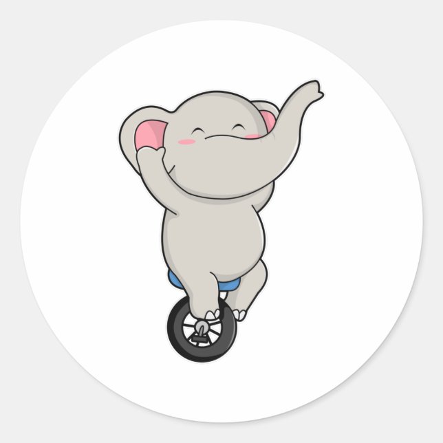 Elephant as Artist at Circus with Tires Classic Round Sticker (Front)
