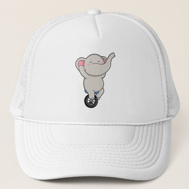Elephant as Artist at Circus with Tires Trucker Hat (Front)