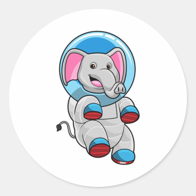 Elephant as Astronaut in Glass sphere Classic Round Sticker (Front)