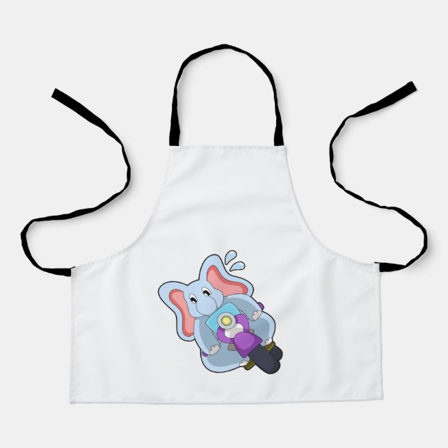 Elephant as Biker with Motorcycle.PNG Apron (Front)