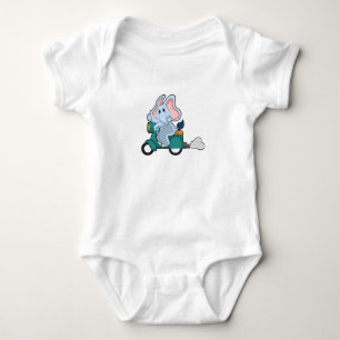 Elephant as Biker with Scooter Baby Bodysuit