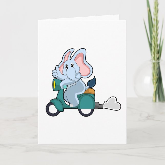 Elephant as Biker with Scooter Card (Front)